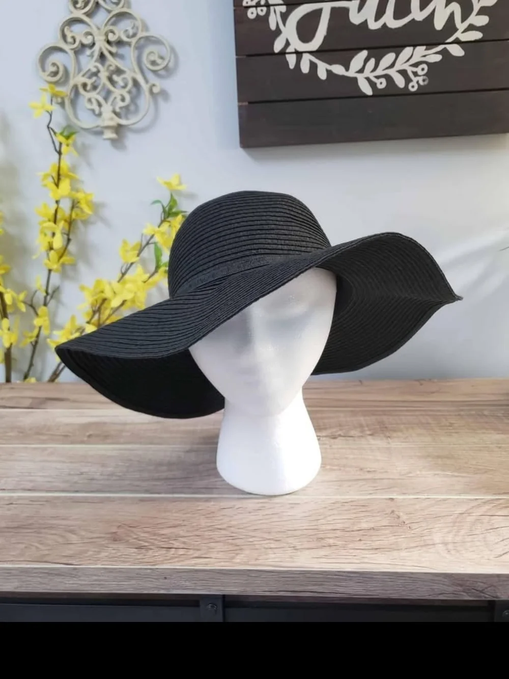 139 New Women's Summer Beach Hat Wide Brim Floppy Foldable for tmTravel Black